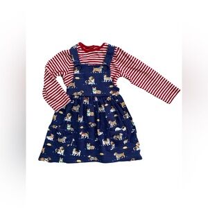 JoJo Maman Bebe Navy and Red Striped Kids Dress